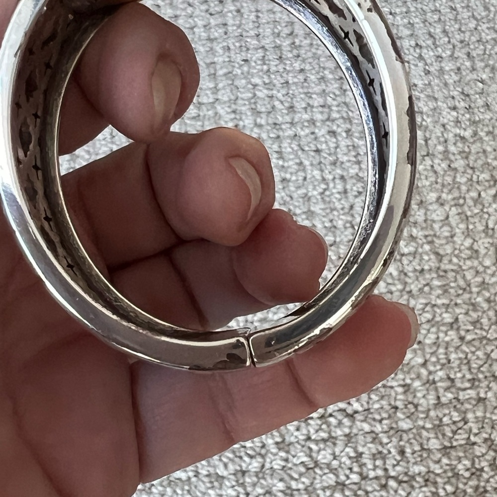 Brighton Silver Plated Large Wide Hinged Bangle B… - image 6